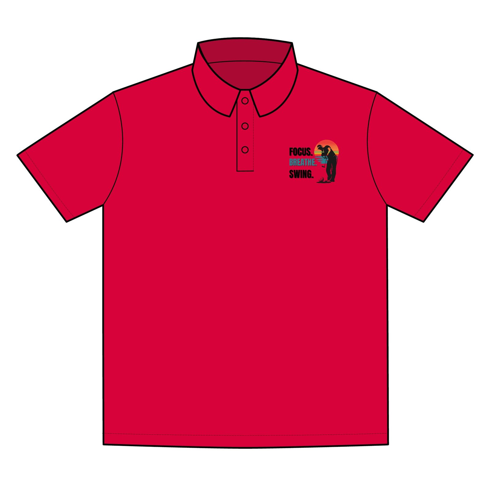 Focus. Breathe. Swing. Motivational Performance Polo Shirt - Image 12