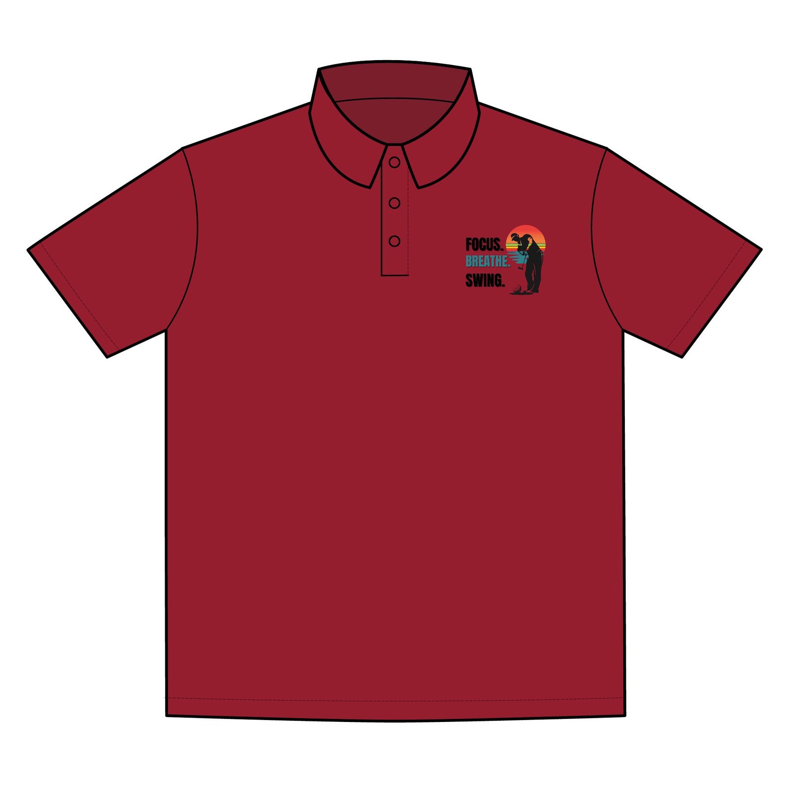 Focus. Breathe. Swing. Motivational Performance Polo Shirt - Image 13