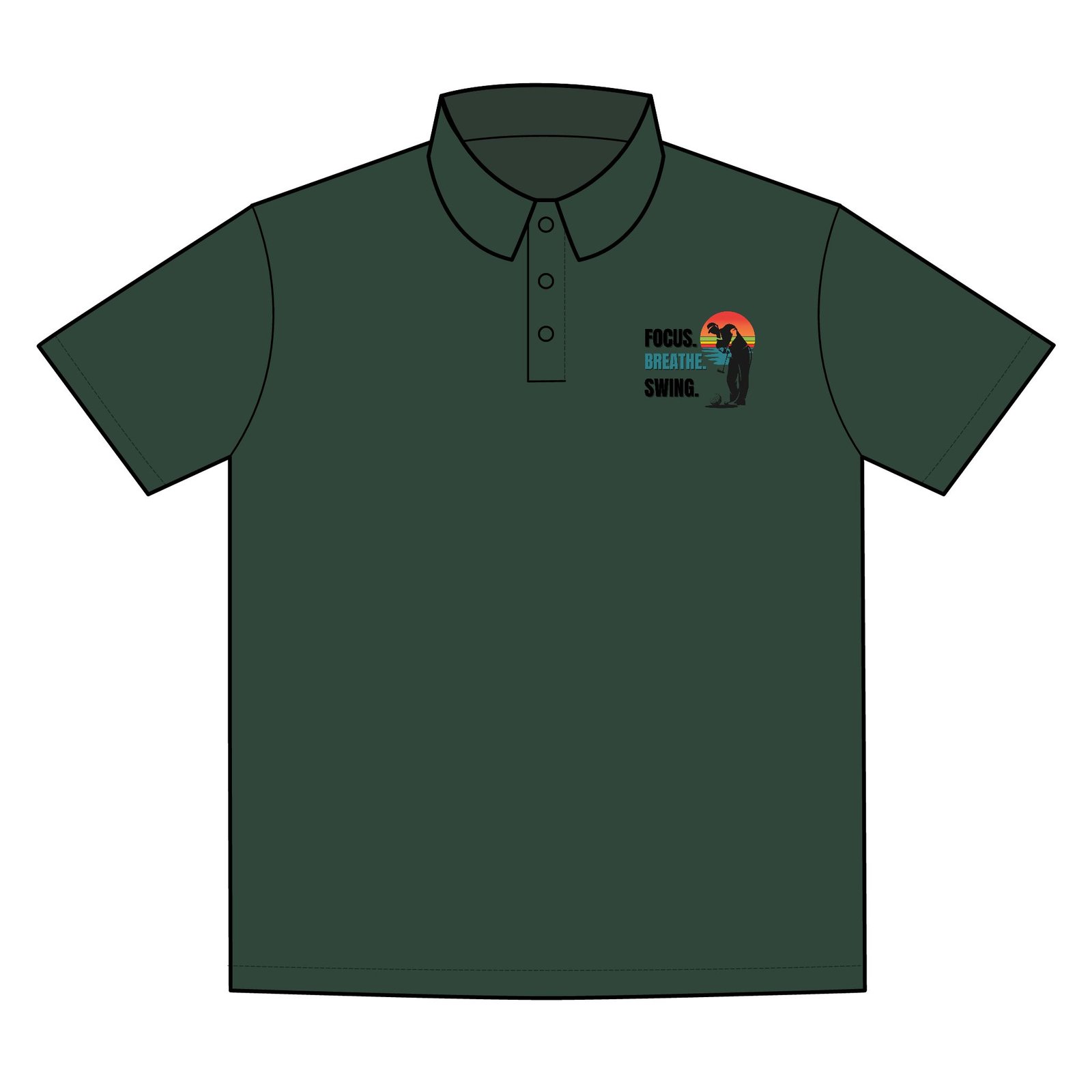 Focus. Breathe. Swing. Motivational Performance Polo Shirt - Image 7