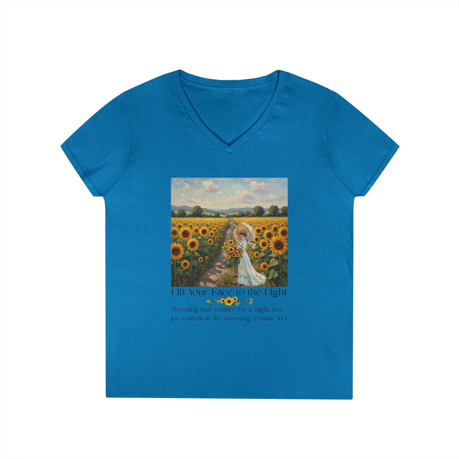 Sunflower Inspirational V-Neck T-Shirt, Motivational Tee, Gift for Her - Image 10