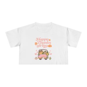 Matching E-Thanksgiving Women's Crop Tee, Casual T-Shirt, Fall Fashion, Thanksgiving Gift, Cute Thanksgiving Apparel