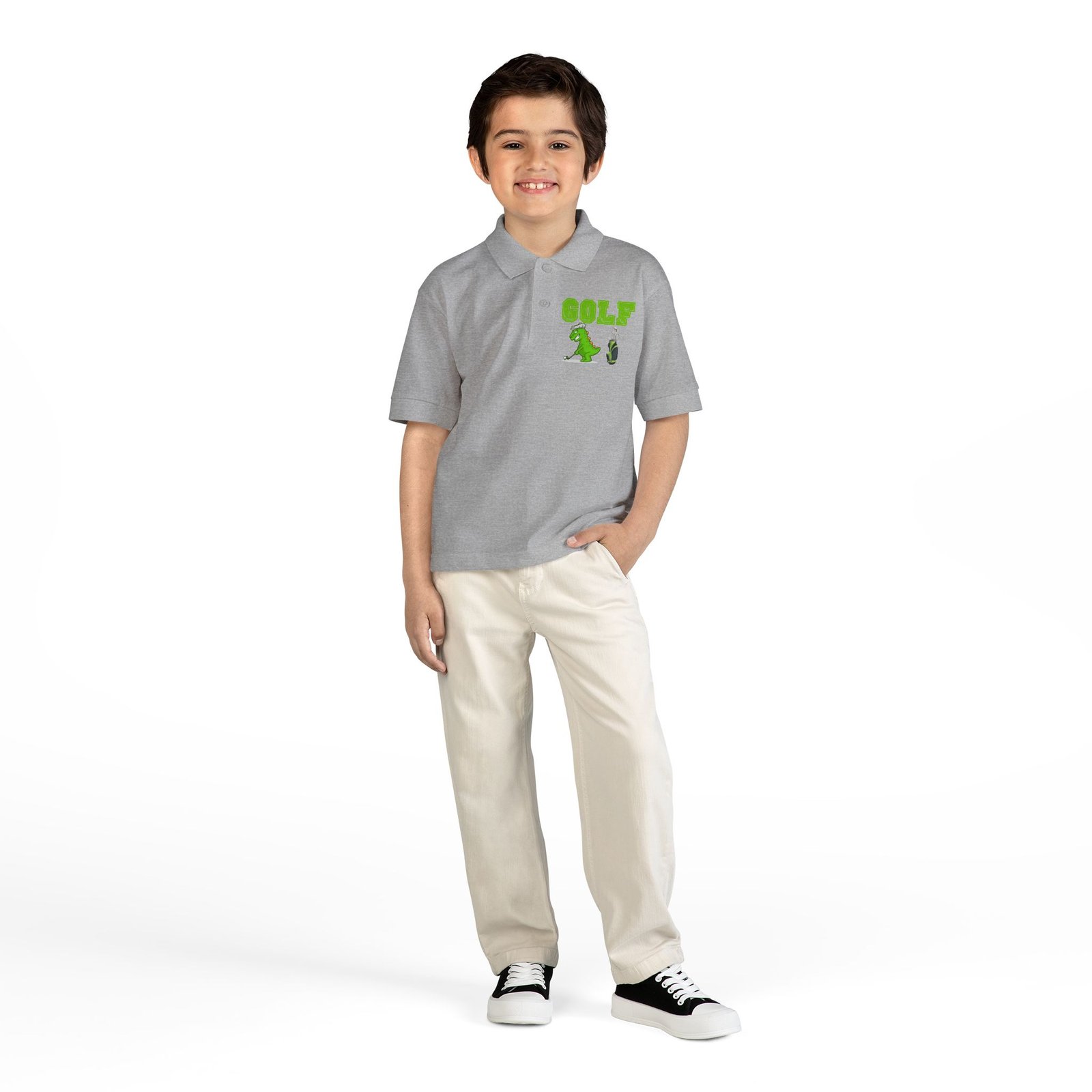 Kids' Golf Polo with Dinosaur Design - Image 17