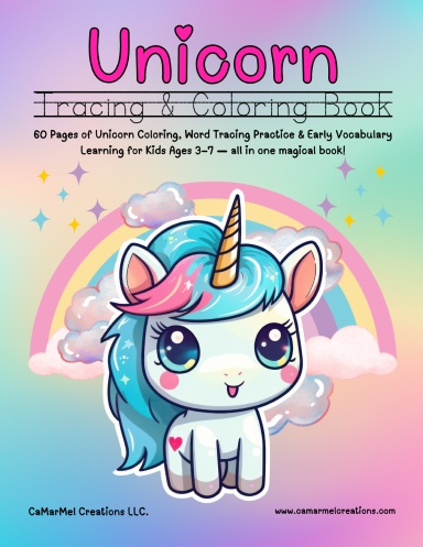 Unicorn Word Tracing and Coloring Book