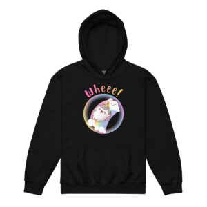 Kawaii Wheee! Silly Unicorn Sliding on Rainbow Youth heavy blend hoodie