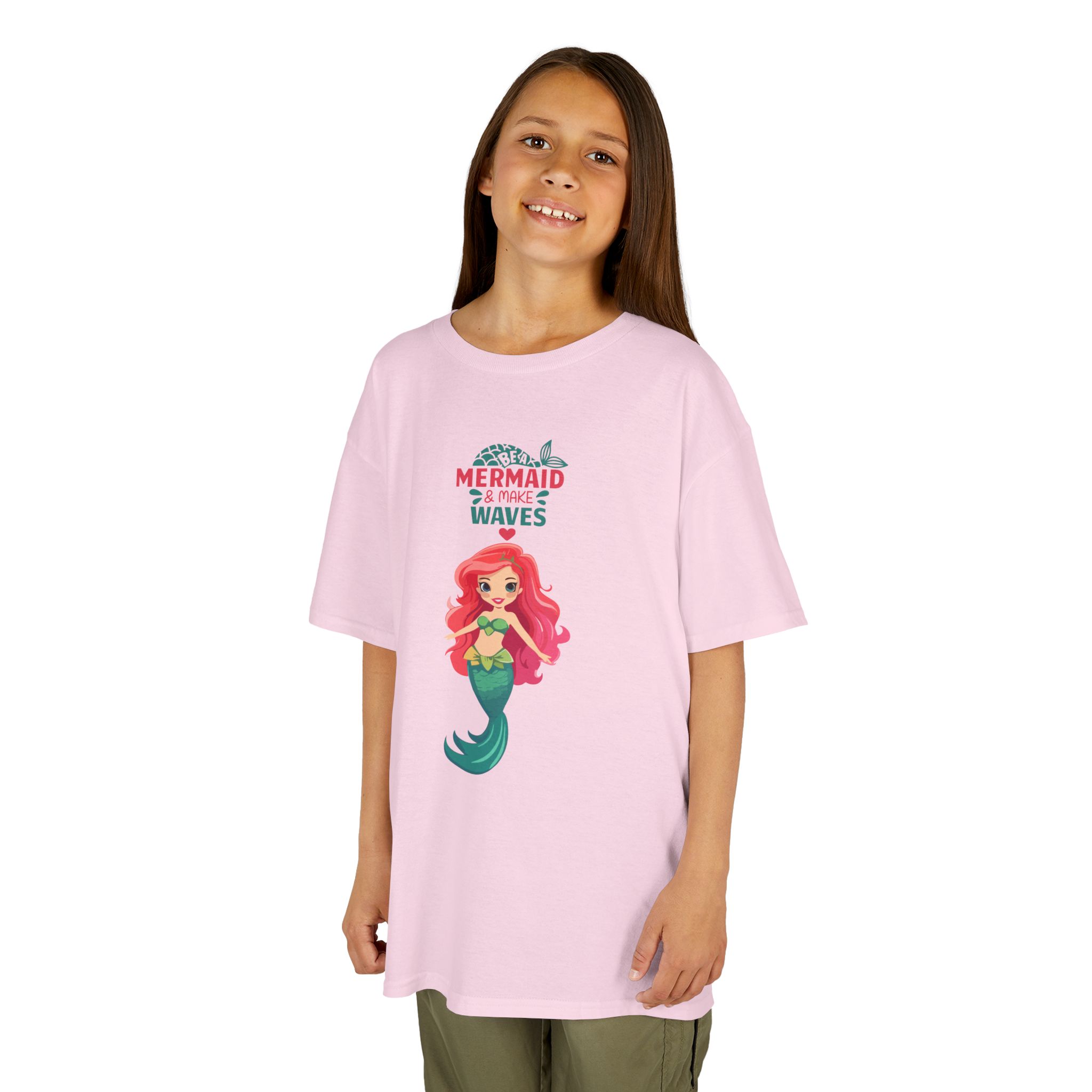 Kids Mermaid Tee - "Be a Mermaid & make waves" Cute Red-Haired Mermaid Shirt for Girls - Image 20