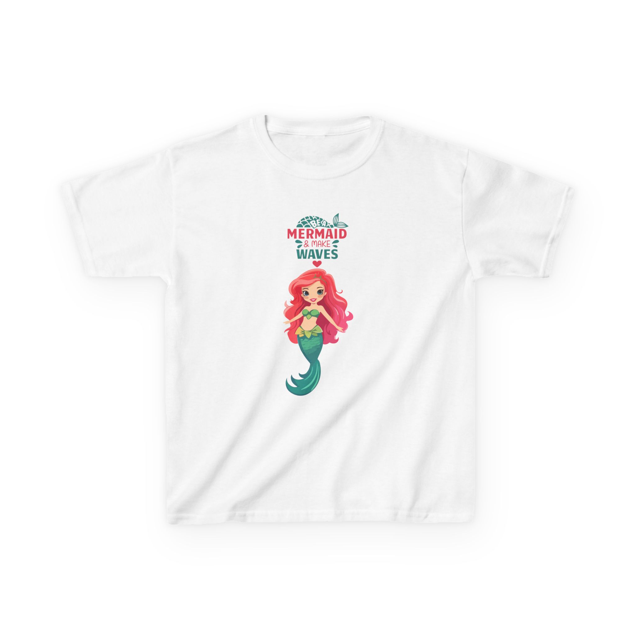 Kids Mermaid Tee - "Be a Mermaid & make waves" Cute Red-Haired Mermaid Shirt for Girls - Image 4