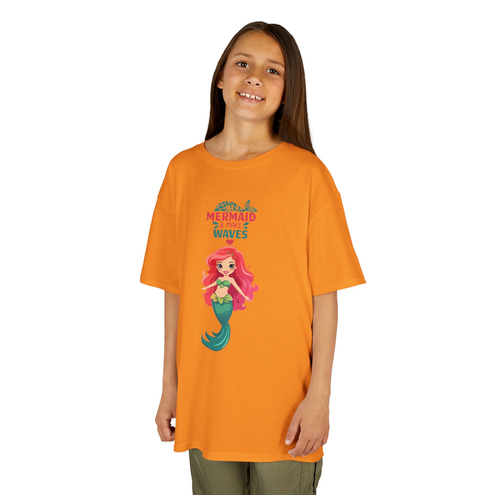 Kids Mermaid Tee - "Be a Mermaid & make waves" Cute Red-Haired Mermaid Shirt for Girls - Image 8