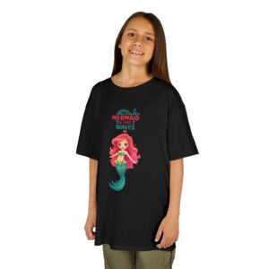 Kids Mermaid Tee - "Be a Mermaid & make waves" Cute Red-Haired Mermaid Shirt for Girls