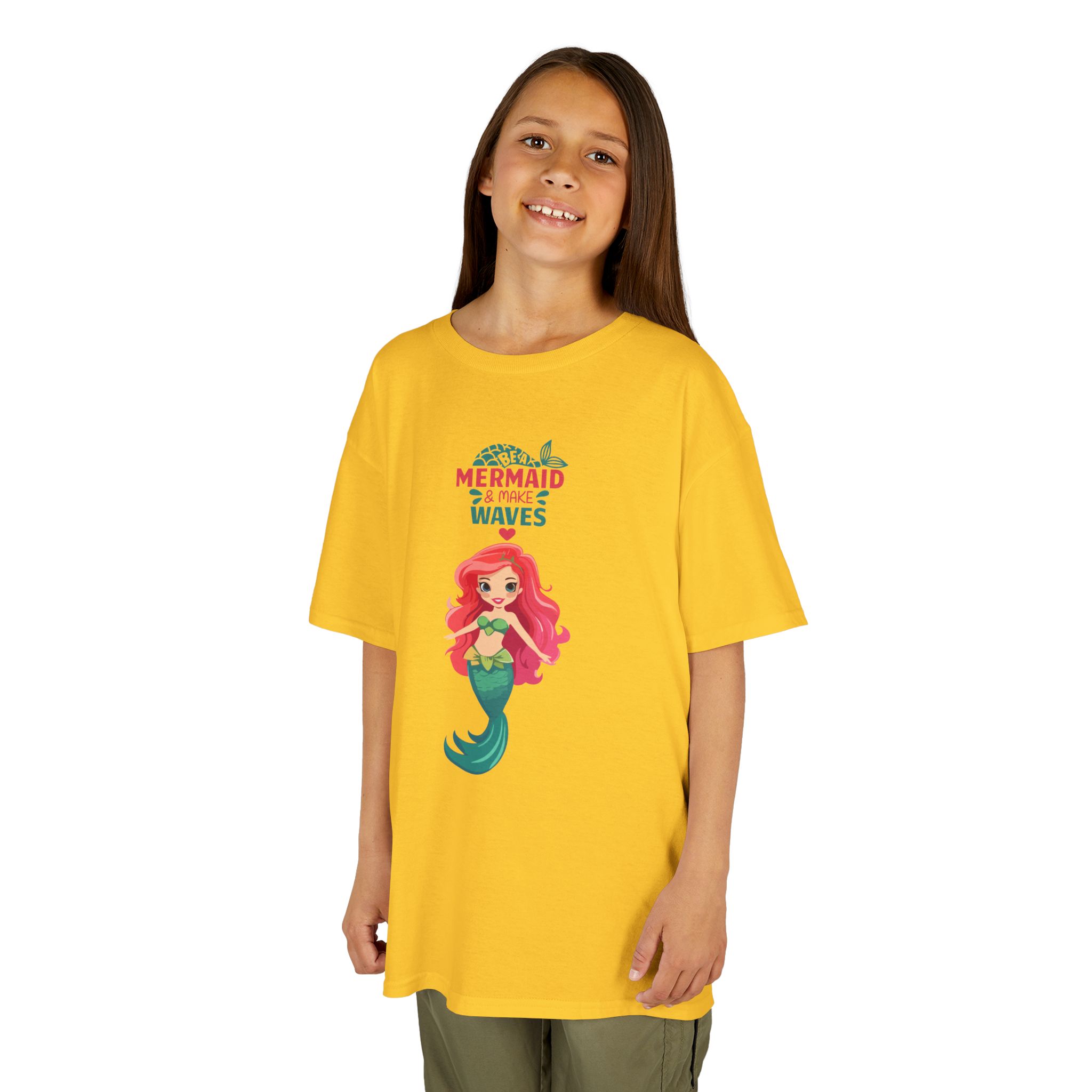 Kids Mermaid Tee - "Be a Mermaid & make waves" Cute Red-Haired Mermaid Shirt for Girls - Image 14