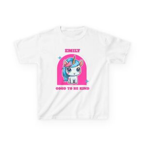 Kids T-Shirt — Personalized "Emily" Cute Unicorn "Good To Be Kind"
