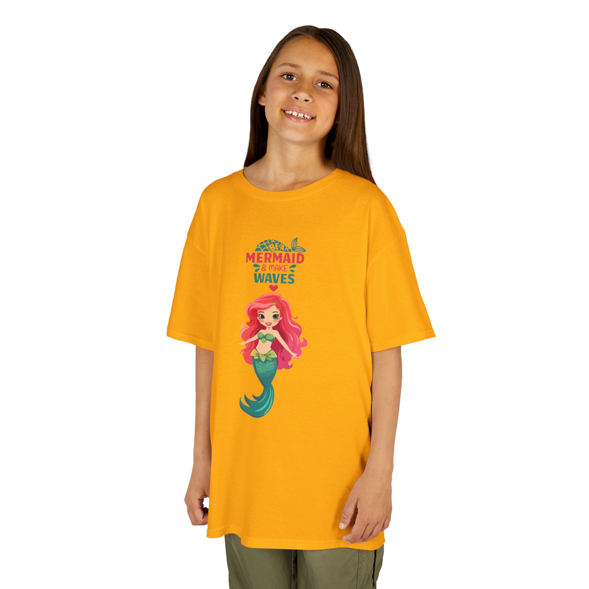 Kids Mermaid Tee - "Be a Mermaid & make waves" Cute Red-Haired Mermaid Shirt for Girls - Image 11