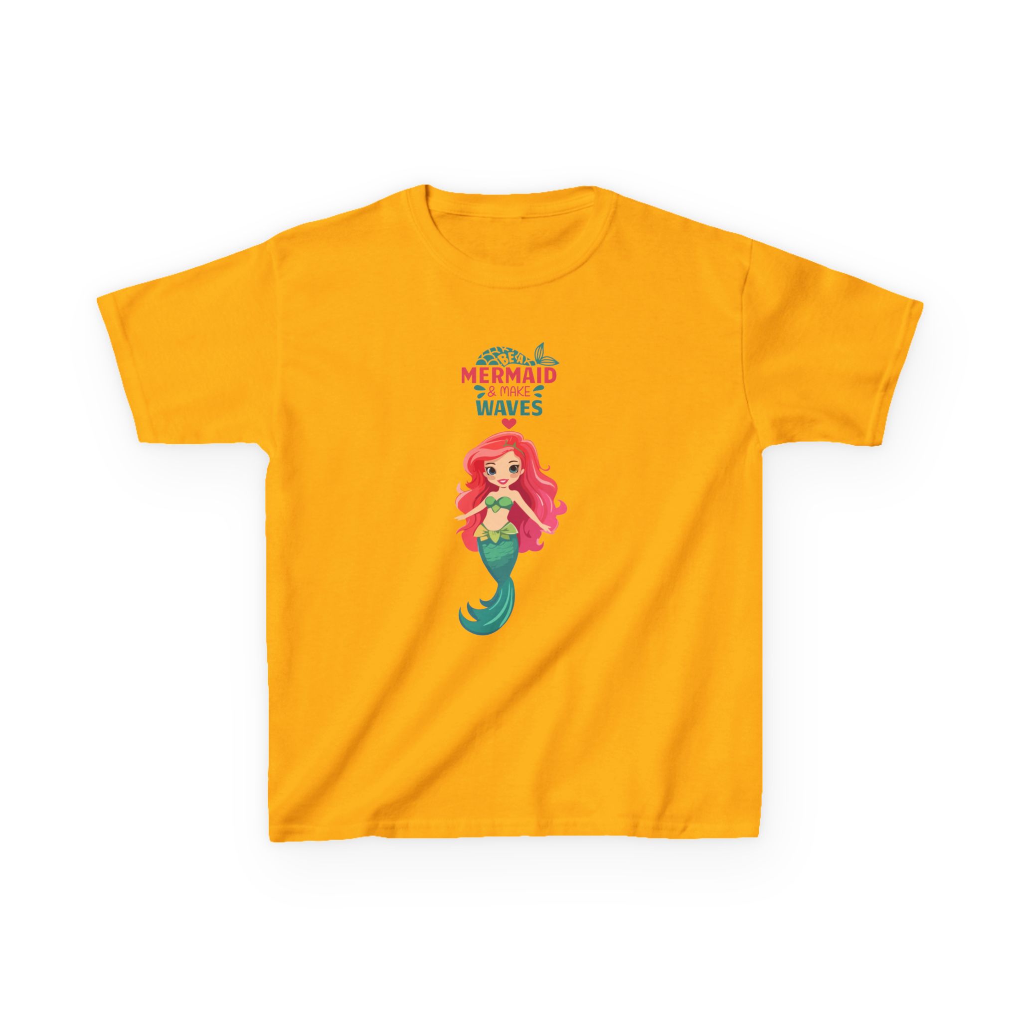 Kids Mermaid Tee - "Be a Mermaid & make waves" Cute Red-Haired Mermaid Shirt for Girls - Image 10